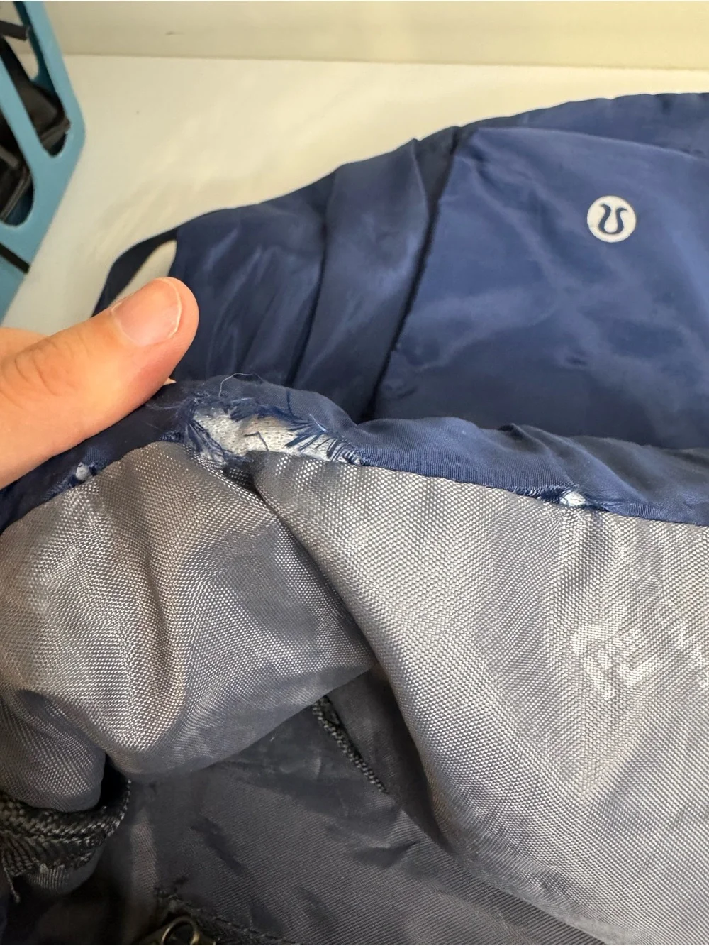 Lululemon Lightweight Nylon Drawstring Backpack Blue Packable Cinch Bag